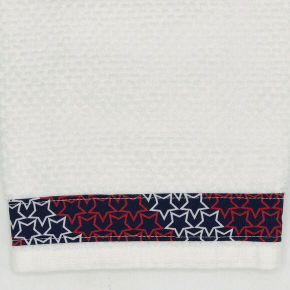 Hanging Kitchen Towel: Patriotic Stars Red White Blue Topper, Button Closure - Picture 4 of 6